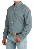 Cinch Men's Arenaflex Long Sleeve Blue/Gray Performance Western Shirt, moisture-wicking, breathable, ideal for rodeo and ranch work.
