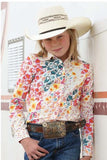Cruel Girl Women's Multicolor Long Sleeve Snap Western Shirt worn by a girl, featuring vibrant colors and a cowboy hat.