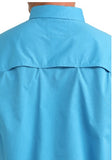 Cinch Men's Arenaflex Bright Blue Short Sleeve Performance shirt back view showcasing premium fabric and craftsmanship.