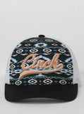 Cinch women's Western trucker cap featuring tribal pattern and logo, perfect for stylish cowgirls.