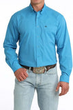 Cinch Men's Arenaflex Long Sleeve Blue Performance Western Shirt worn by a model