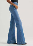 Wrangler Bespoke High Rise Trouser Jean in Bristol Wash showcasing a vintage-inspired flare and modern fit.