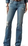 Ariat Women's Perfect Rise Americana Slim Trouser Jeans in light blue with distressed details.