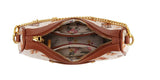 Wrangler Western Cowgirl Print Shoulder Bag interior view showcasing tan canvas and floral lining.