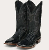 Corral A5117 Men's Black Alligator Inlay & Embroidery Wide Square Toe