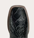 Corral A5117 men's black alligator inlay wide square toe cowboy boot top view.