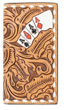 3D Aces Men's Rodeo Leather Bifold Wallet featuring embossed card design and intricate leather detailing.