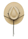 Stetson Mayfield Straw Hat featuring pinchfront vented crown and chincord design.