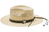 Stetson Mayfield Straw Hat with vented crown, suede band, and buffalo nickel pin, perfect for sunny days.