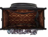 Interior view of Wrangler Women's Braided Paisley Bandana Tote Bag showing spacious compartments and branded lining.