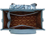Interior view of Wrangler Women's Paisley Print Tote Crossbody Bag showcasing pockets and signature Wrangler logo lining.