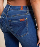 Back view of 7 for all mankind Medium Melrose Dojo jeans, showcasing unique pocket design and stylish fit.