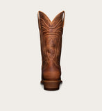 Back view of Tecovas The Cartwright men's cowboy boot in Scotch Goat leather with intricate stitching.