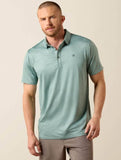 Ariat Men's ClimateTEK Heathered Fitted Polo – Beach Glass Southwest Diamond
