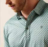 Ariat Men's ClimateTEK Heathered Fitted Polo – Beach Glass Southwest Diamond