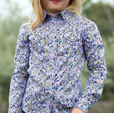 Cruel Girl Women's Long Sleeve Snap Shirt – Lilac Print