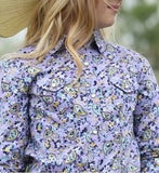Cruel Girl Women's Long Sleeve Snap Shirt – Lilac Print