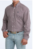 Cinch Men's Classic Fit Long Sleeve Button-Down Western Shirt in Purple Geometric Print, designed for optimal mobility.