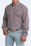Cinch Men's Classic Fit Long Sleeve Button-Down Western Shirt in Purple Geometric Print, ideal for cowboys.
