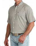 Cinch Men's ArenaFlex Short Sleeve Button-Down Shirt in Grey Geometric Print, perfect for performance and style.