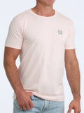 Cinch Men's graphic tee in blush pink with subtle logo on chest, showcasing western lifestyle.