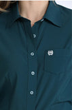 Cinch Women's ArenaFlex Long Sleeve Button-Up Western Shirt – Dark Teal