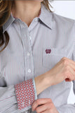 Cinch Women's Long Sleeve Button-Up Western Shirt – White Stripe