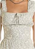 Rock & Roll Denim Women's Floral Print Smocked Waist Tiered Maxi Dress