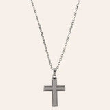 Justin Men's Silver Enameled American Flag Cross Necklace
