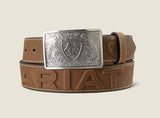 Ariat Men's 3D Embossed Leather Belt – Removable Antique Silver Buckle