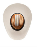 Inside view of the Stetson Medalist 5X Western Hat in Silver Gray, showing premium fur felt and decorative lining.