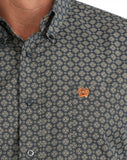 Cinch Men's Long Sleeve Geometric Print Western Shirt with bold pattern and embroidered logo on chest.