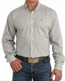 Cinch Men's Long Sleeve Geometric Print Western Shirt in gray with logo and button front