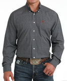 Cinch Men's Long Sleeve Geometric Print Arenaflex Shirt in charcoal gray and maroon, styled for comfort and performance.