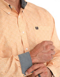 Cinch Men's Long Sleeve Floral Print Western Shirt showcasing gold body and gray cuff detail.