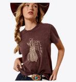 Ariat Women's Rebel With a Cause Short Sleeve Shirt with vintage embroidery detail and relaxed fit.