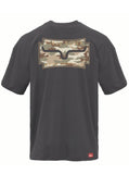 Kimes Ranch Men's Camo Crest Short Sleeve Graphic Tee – Graphite Black
