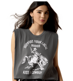 Ariat Women's Kiss a Cowboy Graphic T-Shirt featuring bold rodeo-themed design.