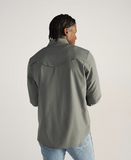 Tecovas Men's Performance Western shirt in cactus color, showing back view and ventilated design.