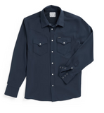 TECOVAS Men's Performance Western Pearl Snap Long Sleeve Shirt in navy color.
