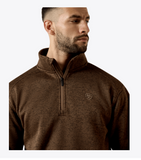 Ariat Men's Caldwell 1/4 Zip in Carafe showcases a stylish brown design perfect for western wear and outdoor activities.