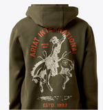 Ariat Youth International Rodeo Hoodie featuring western wear design and kangaroo pocket.