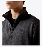Ariat Men's Caldwell 1/4 Zip in Iron Gate showcasing performance and style, featuring a zip neck and logo detail.