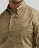 Wrangler Men's Relaxed Fit Long Sleeve Shirt | Brown Print