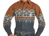 Panhandle Slim Men's Aztec Border Long Sleeve Snap Shirt
