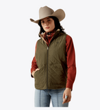 Ariat Women's Dilon 2.0 Reversible Insulated Vest worn by model, showcasing style and functionality for Western fashion.