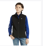 Ariat Youth Vernon 2.0 Softshell Vest for kids, featuring water-repellent fabric and flexible warmth in a sleek black design.