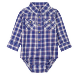 Wrangler® Baby Boy Long Sleeve Western Bodysuit - Blue