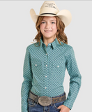 Panhandle Girls Turquoise Long Sleeve Snap Shirt