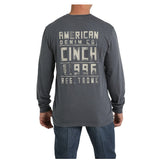 Cinch Mens Long Sleeve Blue Grey T-Shirt MTK1721013